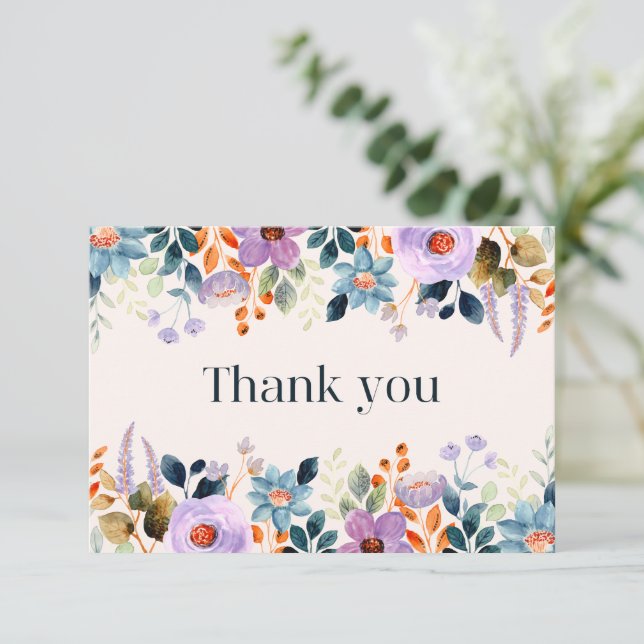 Correspondance Carte de remerciement florale simple (Debout devant)