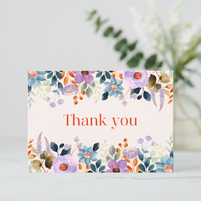 Correspondance Carte de remerciement florale simple (Debout devant)