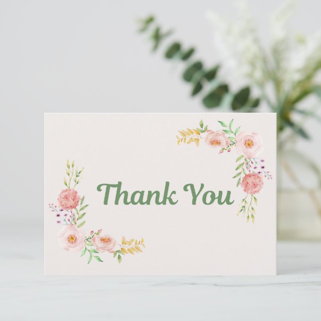 Correspondance Carte de remerciement florale simple (Debout devant)