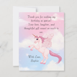 Correspondance Carte de remerciement Licorne Pegasus Rose