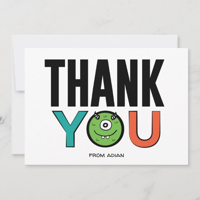 Correspondance Carte de remerciement Monster Thank You Flat (Devant)