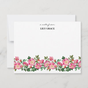 Correspondance Carte de remerciement personnalisée Fleurs roses a