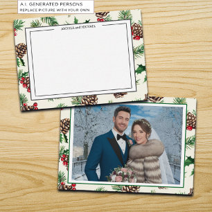 Correspondance Carte de remerciement photo de mariage d'hiver aux