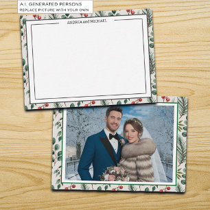 Correspondance Carte de remerciement photo de mariage hivernal av