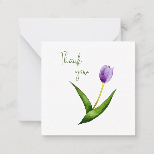 Correspondance Carte de remerciement plate Tulipe Violette  (Devant)