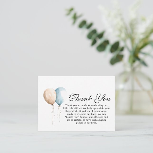 Correspondance Carte de remerciement pour Baby Shower Bearly Wait (Debout devant)