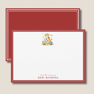Correspondance Carte de Remerciement pour Baby Shower Fille Giraf
