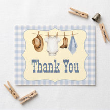 Carte de remerciement pour Baby Shower Little Cowb