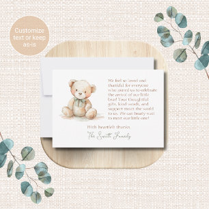 Correspondance Carte de Remerciement pour Baby Shower Ourson à pe