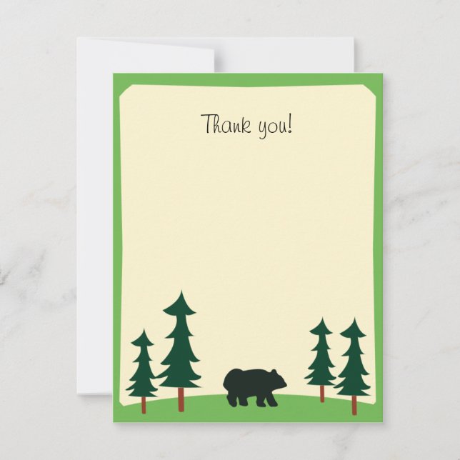 Correspondance Carte de remerciement rustique à plat BLACK BEAR (Devant)