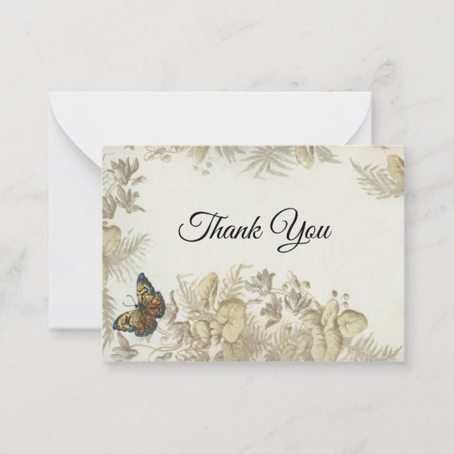 Correspondance Carte de remerciements à papillon de fleurs (Devant)