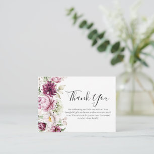 Correspondance Carte de remerciements Baby shower