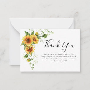 Correspondance Carte de remerciements Baby shower tournesol