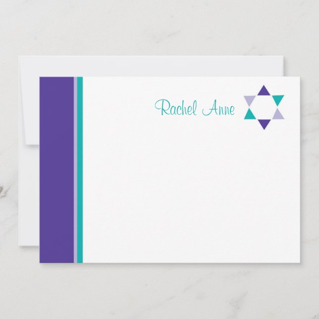 Correspondance Carte de remerciements Bat mitzvah Star moderne (Devant)