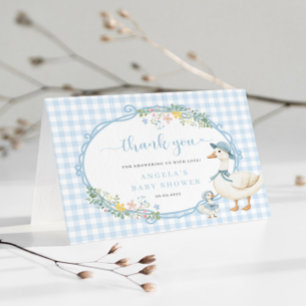 Correspondance Carte de remerciements bleu Baby shower oie