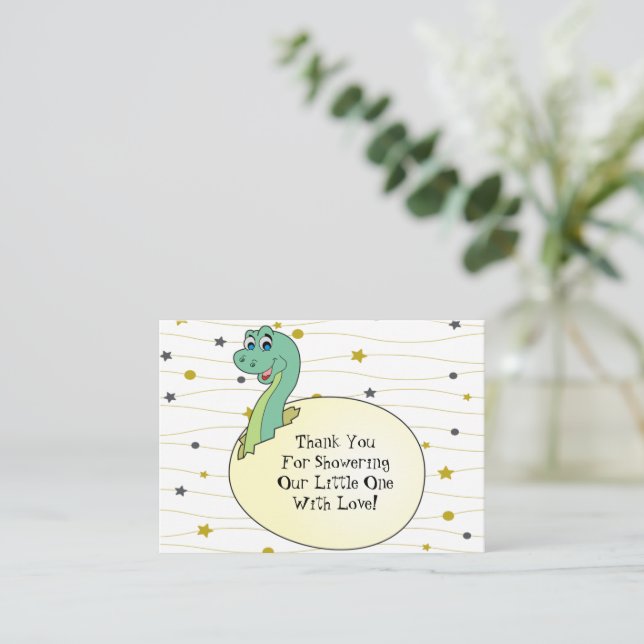 Correspondance Carte de remerciements de Baby shower Cute Dinosau (Debout devant)
