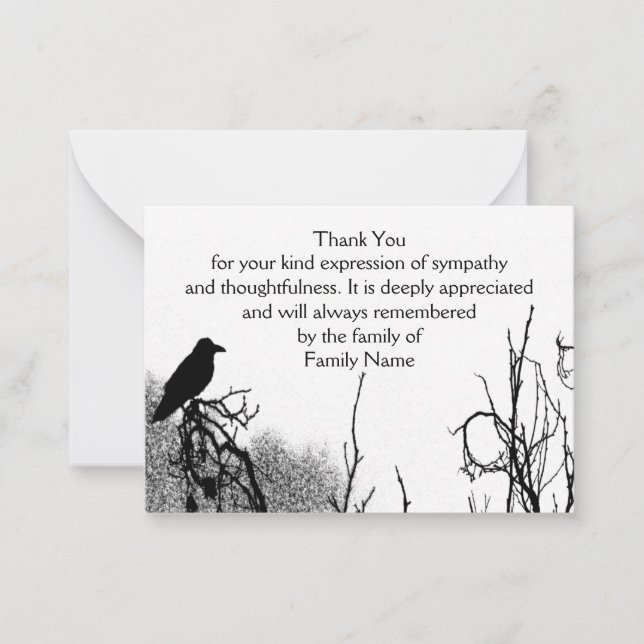 Correspondance Carte de remerciements de Corbeau Silhouetté (Devant)