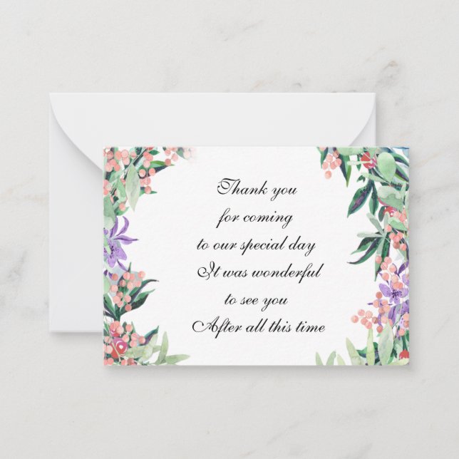 Correspondance Carte de remerciements de fleurs d'aquarelle (Devant)