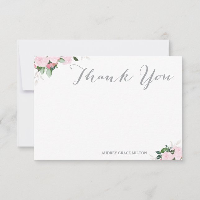Correspondance Carte de remerciements de fleurs florales (Devant)