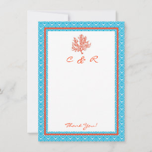 Correspondance Carte de remerciements de monogramme de corail rou