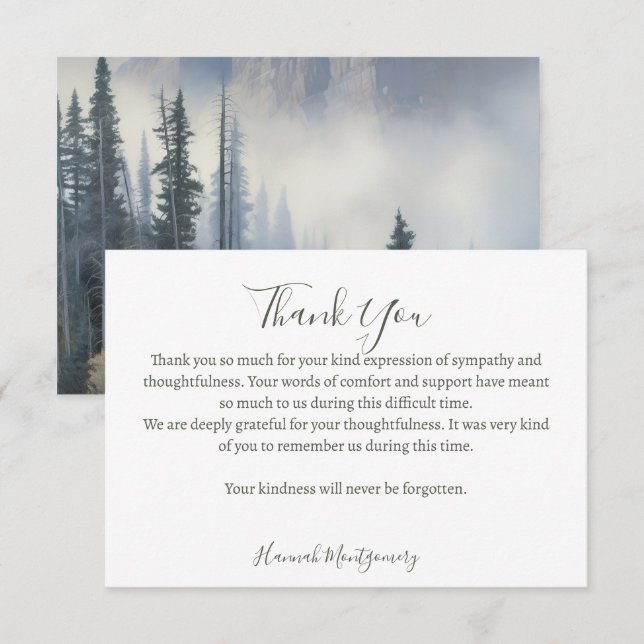 Correspondance Carte de remerciements de sympathie pour les funér (Devant / Derrière)
