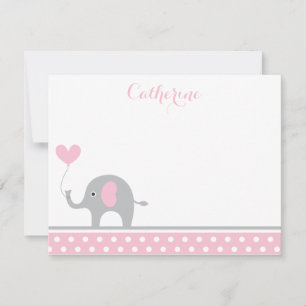 Correspondance Carte de remerciements du coeur d'éléphant rose et