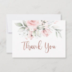 Correspondance carte de remerciements en or rose, rose pâle