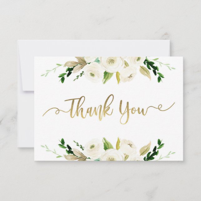 Correspondance Carte de remerciements fleuri, verdure (Devant)