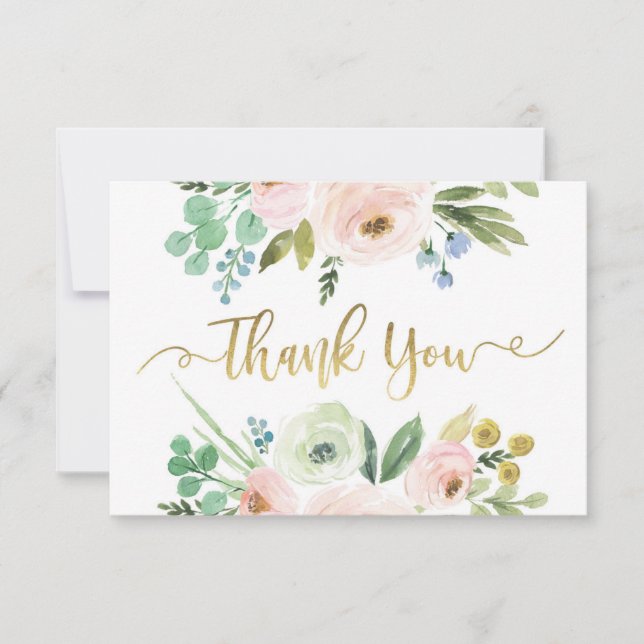Correspondance Carte de remerciements fleuri, verdure (Devant)