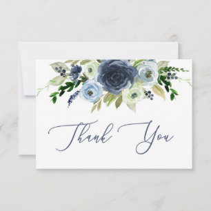 Correspondance Carte de remerciements floral bleu, floral