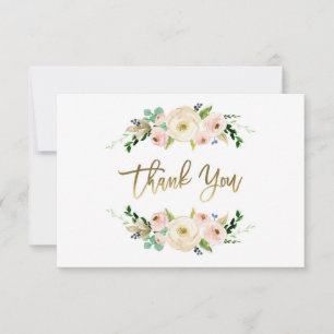 Correspondance Carte de remerciements floral rose vif, verdure