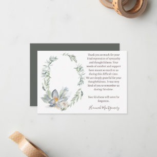 Correspondance Carte de remerciements funéraire Eucalyptus, Sympa