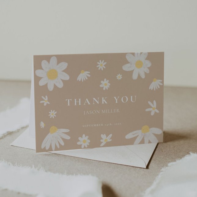 Correspondance Carte de remerciements marguerite beige (Créateur téléchargé)