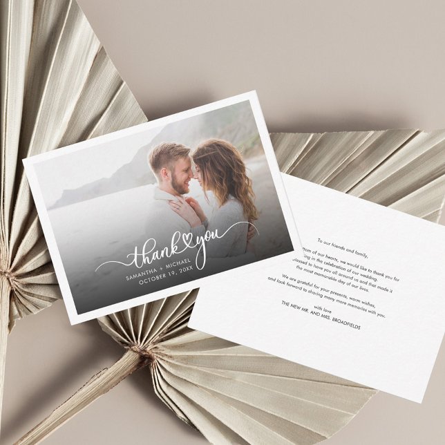 Correspondance Carte de remerciements Mariage à la main (Couples Photo Wedding Thank You Card)