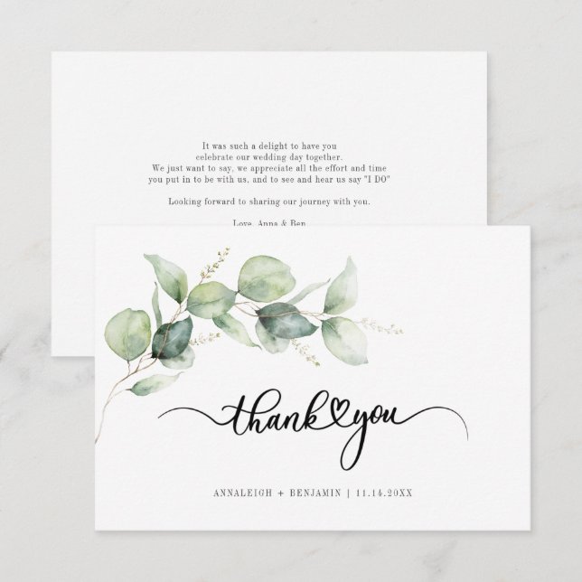 Correspondance Carte de remerciements Mariage à lettres mains Euc (Devant / Derrière)