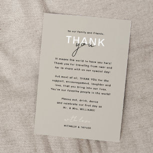 Correspondance Carte de remerciements Mariage minimaliste neutre