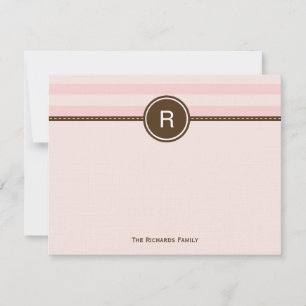 Correspondance Carte de remerciements Monogramme - Bandes roses