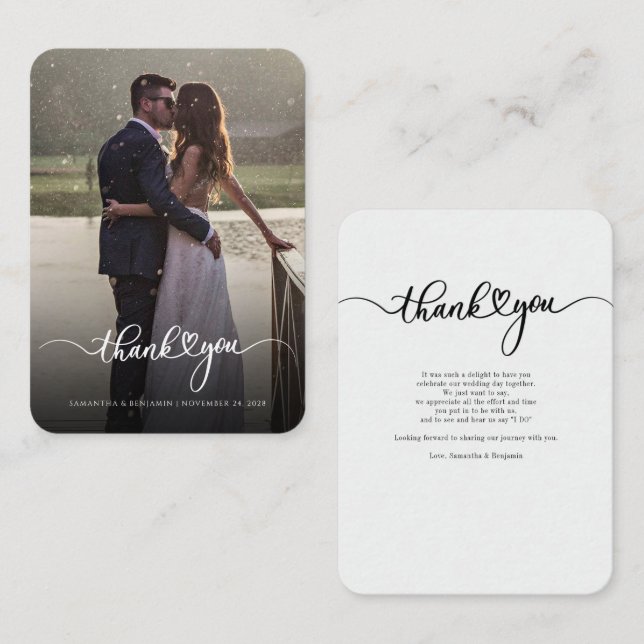 Correspondance Carte de remerciements photo en couple Mariage bud (Devant / Derrière)