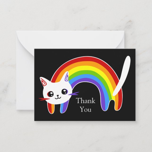 Correspondance Carte de remerciements Rainbow Cat (Devant)