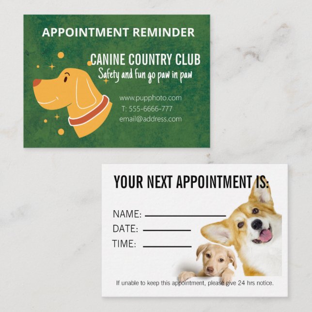 Correspondance Carte de rendez-vous d'affaires de Dog Hotel (Devant / Derrière)