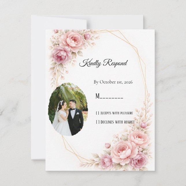 Correspondance Carte de réponse de mariage aquarelle à la verdure (Devant)