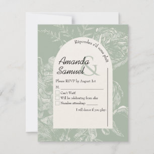 Correspondance Carte de réponse de mariage arquée à ligne dessiné