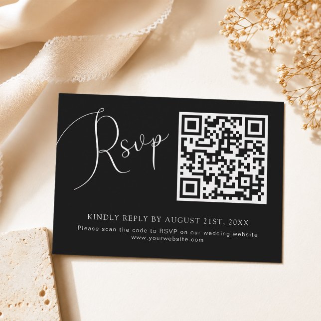 Correspondance Carte de réponse de mariage avec code QR noir mini (Créateur téléchargé)