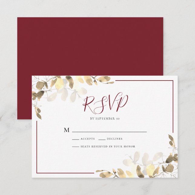 Correspondance Carte de réponse de mariage BUDGET | Eucalyptus ro (Devant / Derrière)