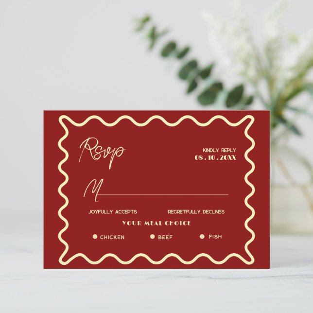 Correspondance carte de réponse de mariage Doodle Caprice Rétro É (Debout devant)