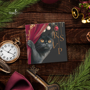Correspondance Carte de réponse QR de Noël avec chat noir gothiqu