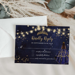 Correspondance Carte de réponse Quinceañera Nuit Étoilée Bleu Nui