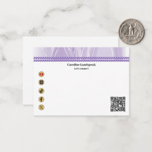 Correspondance Carte de réseau social moderne avec QR Code violet