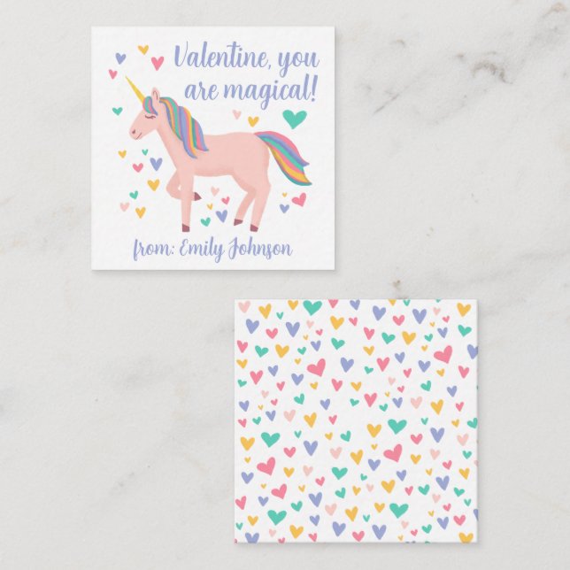 Correspondance Carte de Saint-Valentin Magical Unicorn Kids (Devant / Derrière)