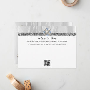 Correspondance Carte de visite moderne avec QR Code sur soie blan